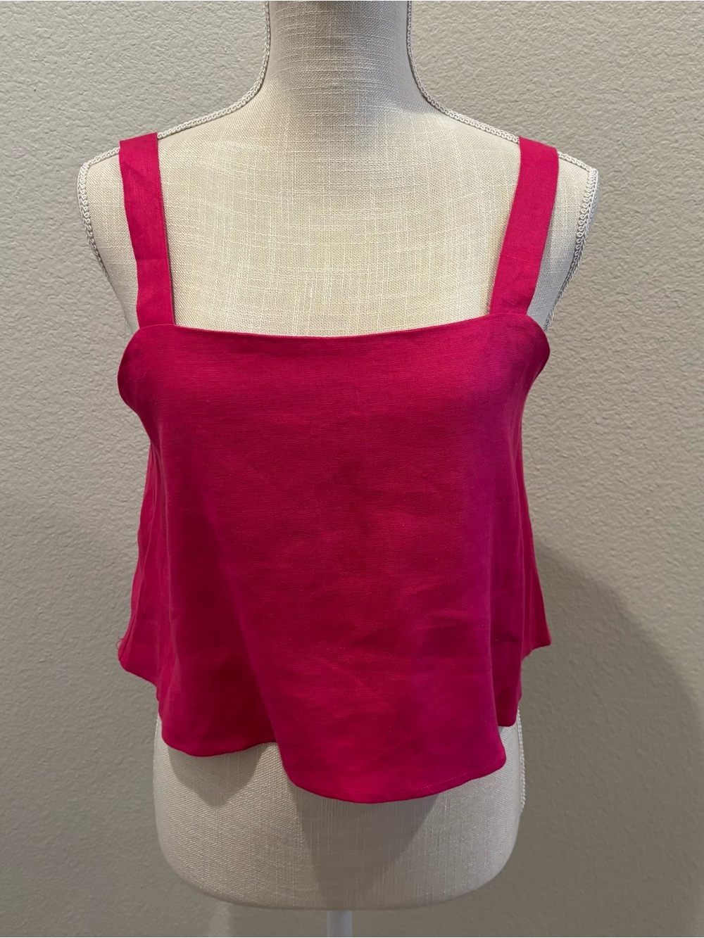 Zara Bright Fuchsia Square-Neck Tank Top